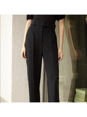 Wilfred Aritzia Levy High Waisted Belted Trouser Pant Black